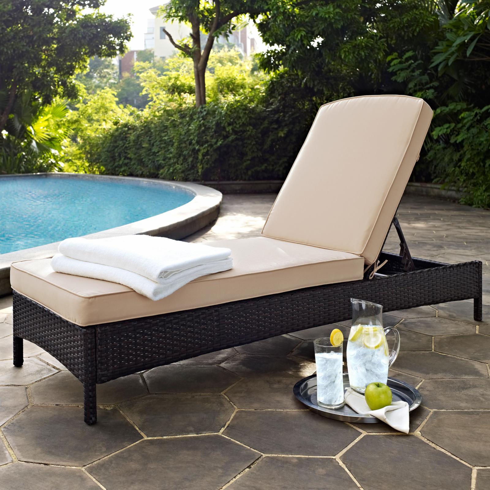 Crosley Palm Harbor Wicker Patio Chaise Lounge in Brown and Sand - image 5 of 9