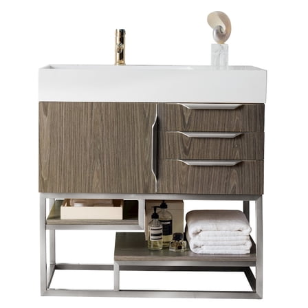 James Martin Vanities 36" Single Vanity Cabinet, Ash Gray, Brushed Nickel
