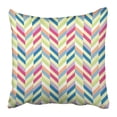 thumbnail image 1 of BOSDECO Taie d'Oreiller Motif Chevron Coloré Blanc Abstrait 16x16 Pouces, 1 of 1