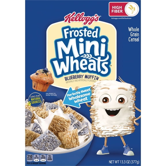 Kellogg's Frosted Mini Wheats Blueberry Muffin Whole Grain Cereal, 13.3 oz Box