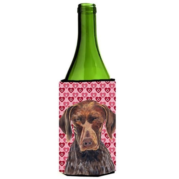 German Shorthaired Pointer Hearts Valentines Day Wine bottle sleeve Hugger - 24 oz.