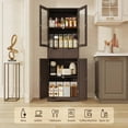 thumbnail image 2 of Kitchen Pantry, Lofka 67" Kitchen Pantry Cabinet with Glass Door & Shelves & 2 Drawers, Dark Brown, 2 of 9