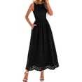 thumbnail image 2 of Jaimenalin Women'S Summer Dresses Sleeveless Crewneck A-Line Boho Lace Eyelet Tank Maxi Dress with Pockets Black XL, 2 of 9