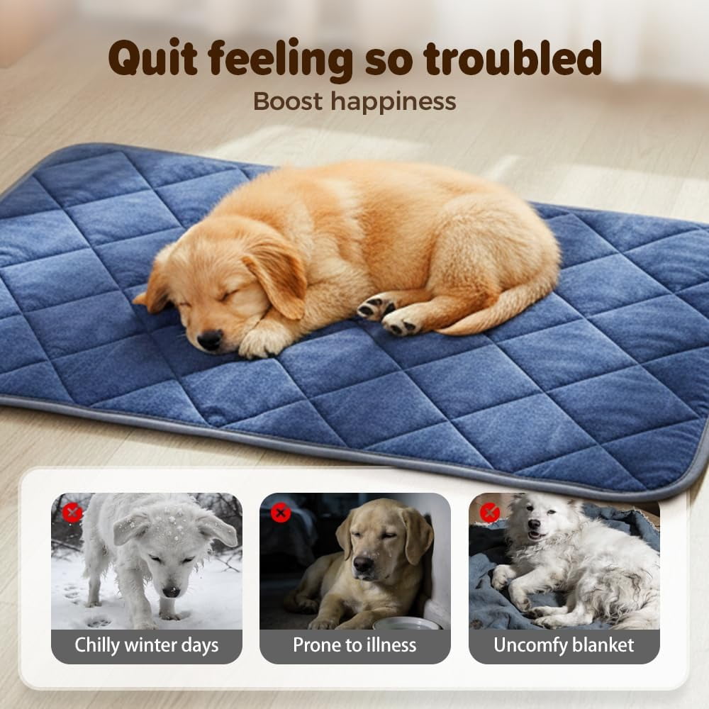 Thermal Reflection Pad for Dogs Cats, 2026 5-Layer Self Warming Thermal Dog Bed, Washable Non-Slip Self Heating Pet Crate Pad for Indoor Outdoor Pets (Grey, S:15.7 × 19.7 in)