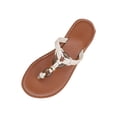 thumbnail image 1 of WRKEKC Sandales pour Femmes Bout Rond entre-Doigt Semelle Plate Été Plage Décontractées à Enfiler Sandales de Plage Chaussures pour Dames, 1 of 9