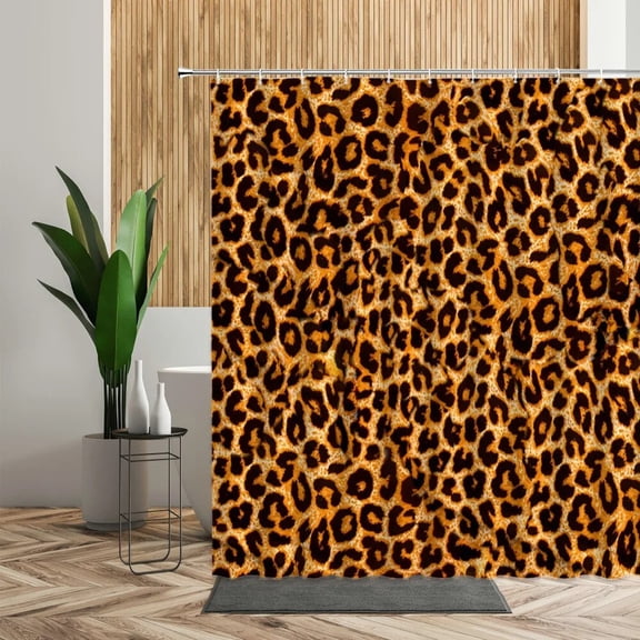 Brown Leopard Printed Shower Curtain Bathroom Curtains Waterproof Fabric Home Partition Screen Living Room Bathtub Sets
