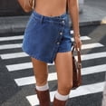 thumbnail image 7 of Kaemgyyd Denim Shorts Women Casual High Waisted Button up Asymmetrical Jean Skort Skirt Fashion Mini Shorts Streetwear, 7 of 7
