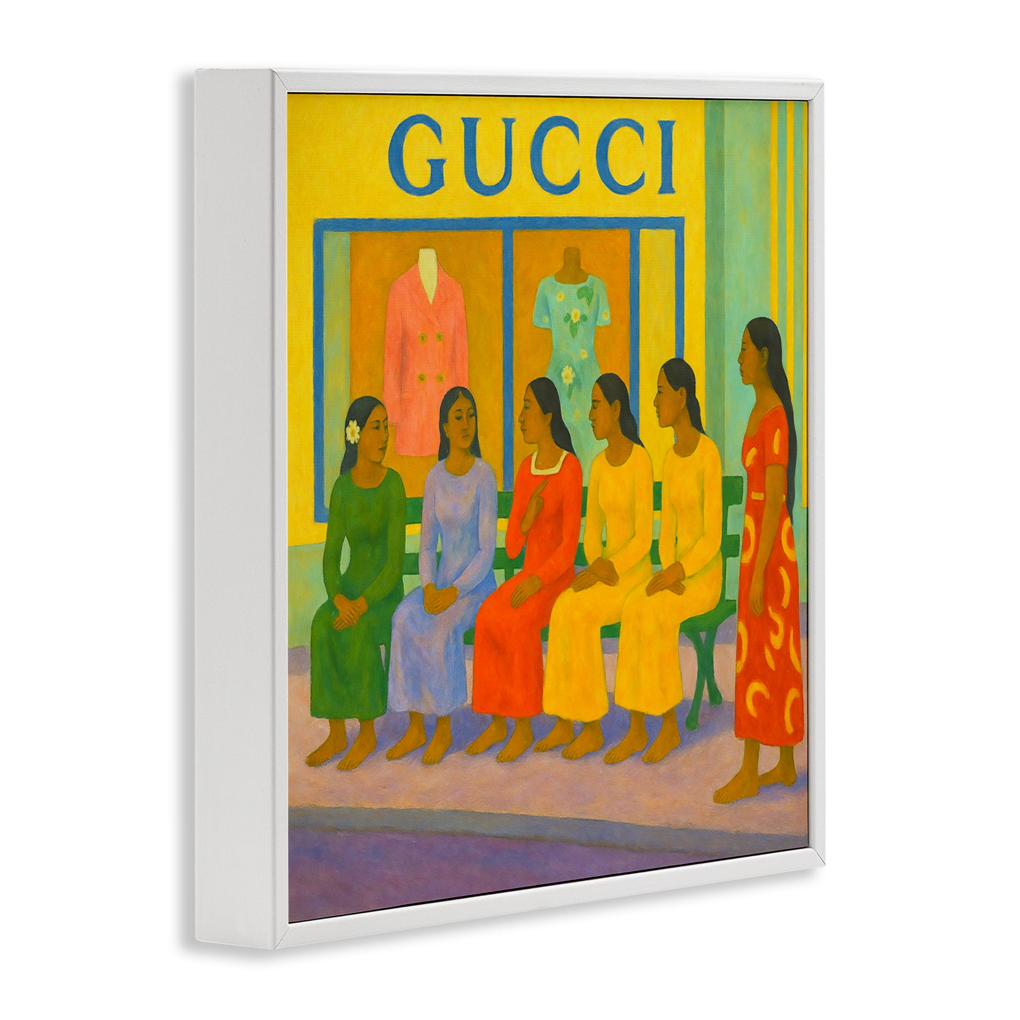 Stupell Industries Gaugin Style Glam White Framed Giclee Art, design by Grotto Studios
