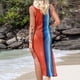 thumbnail image 4 of Vestido tipo pareo de punto para mujer Vestido de encubrimiento de bikini con abertura lateral y dobladillo sin mangas con cuello redondo y abertura lateral para verano en la playa Rojo óxido con, 4 of 6