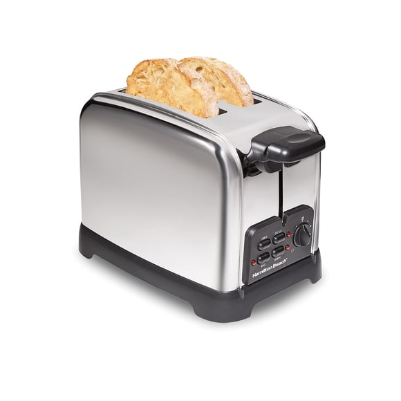 Hamilton Beach Retro Toaster with Wide Slots, Sure-Toast Technology, Bagel & Defrost Settings, Auto Boost to Lift Smaller Breads, 2 Slice, Polished S