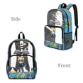 thumbnail image 2 of ZIATUBLES Heavy Duty Clear Backpack 17 Inch, Boy Reading School Print Fabric & PVC Transparent Bag, One Pocket See Through Bookbag for School College Security, 2 of 7