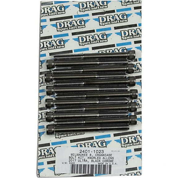Drag Specialties M-Eight Bolt Kit M8 Crankcase Black/Chrome Knurled 2401-1023