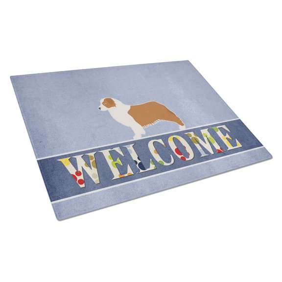 Caroline's Treasures Australian Shepherd Dog Welcome Glass Cutting Board Large