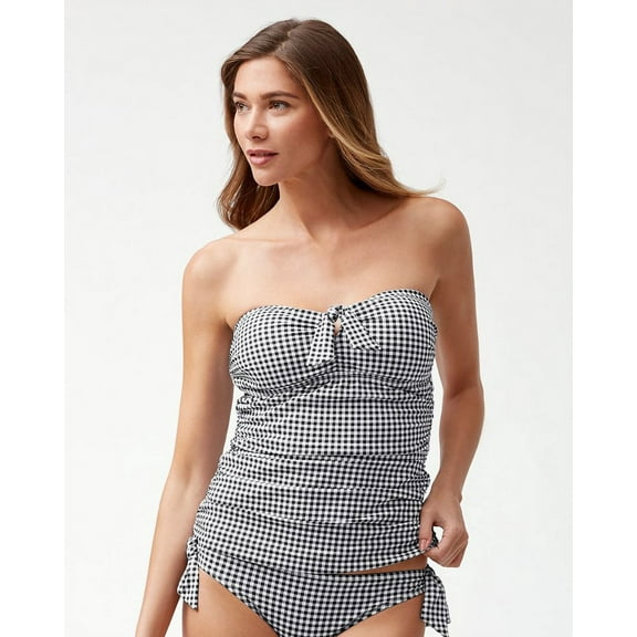 Tommy Bahama  Gingham Bandini Tankini Top, Black/White, Small