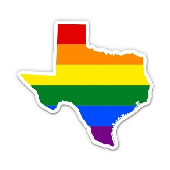 Texas Gay Flag State Shape Rainbow Pride LGBT - 3" Vinyl Sticker - For Car Laptop I-Pad Phone Helmet Hard Hat - Waterproof Decal