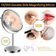 thumbnail image 2 of Bufccy Lighted Makeup Mirror with Magnification, 10X & 1X, 360° Rotation, LED Lights, 3 Colors Dimmable, Rechargeable, Vanity Mirror for Makeup, Bathroom, Hotel, Spa & Salon, 2 of 6