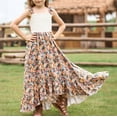thumbnail image 2 of YunPes Girls Floral Dress Flutter Sleeve Crochet Eyelet Tops High-Low Ruffle Trim Boho Flowy Maxi Dress Summer Party Beach Outfits, 2 of 9