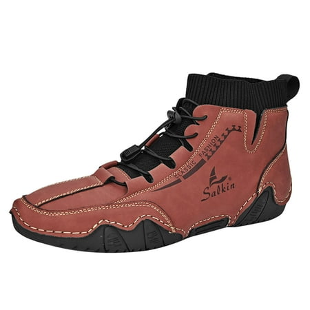 

Ediodpoh Couple Spring And Autumn New Mid Top Ankle Boots Men s Fashion Socks Mouth Casual Shoes R Plus Size Handmad Men Shoes Red 7.5