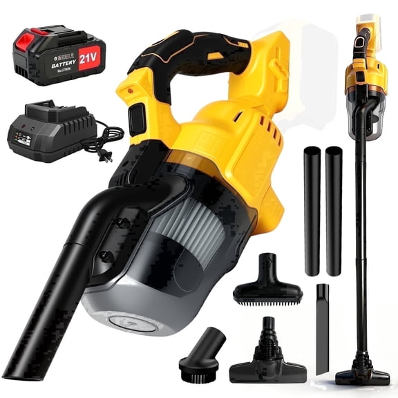 BAOKALER Cordless Vacuum Cleaner with 4.0Ah Battery, 400W/16kpa Car Vacuum with 4 Multi Nozzle, Handheld Vacuum for Home Pet Hair Carpet Hard Floor, Yellow