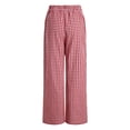 thumbnail image 5 of felwors Women Cotton Pajama Pants Striped Plaid Pj Trousers Drawstring Gingham Bottoms Casual Wide Leg Pant with Pocket (Red, L), 5 of 8