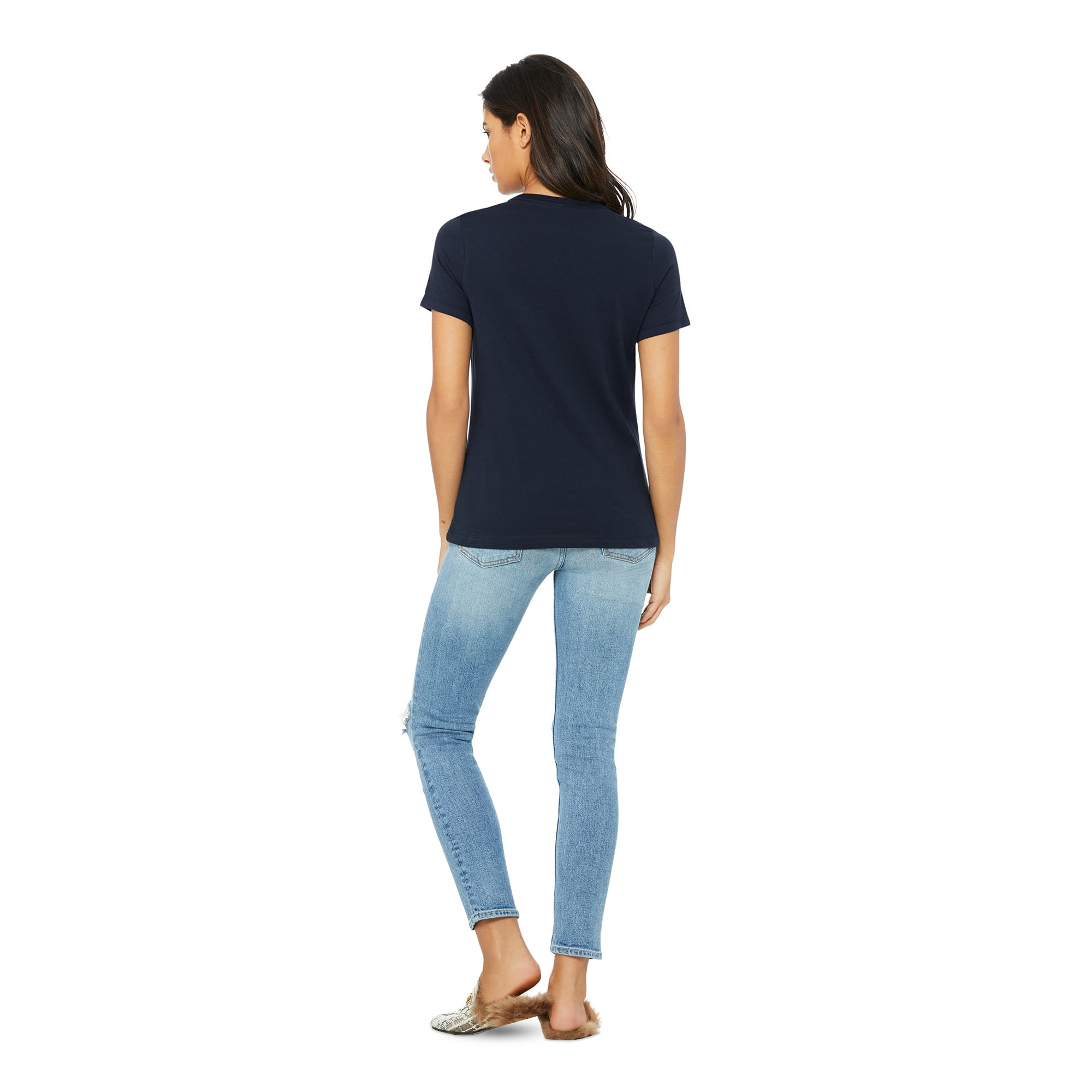 BELLA+CANVAS Women's Relaxed Crew Neck T-Shirt for Crafting, Navy, XXLarge