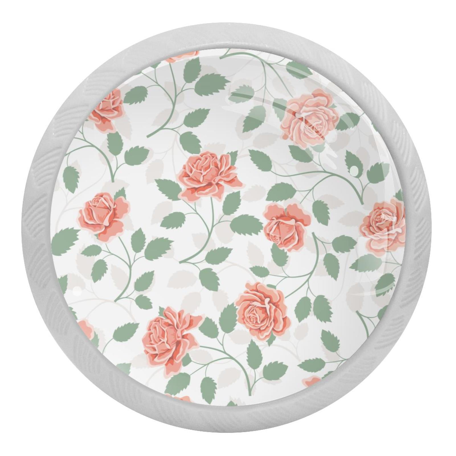 4PCS Round Rose Pattern Cabinet Fluorescence Knob Glowing in the Dark ...