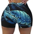 thumbnail image 2 of Haiem Ocean Turtle No Front Seam Biker Shorts for Women Yoga Workout Gym Bike Shorts with Tummy Control Moisture-Wicking-Medium, 2 of 9