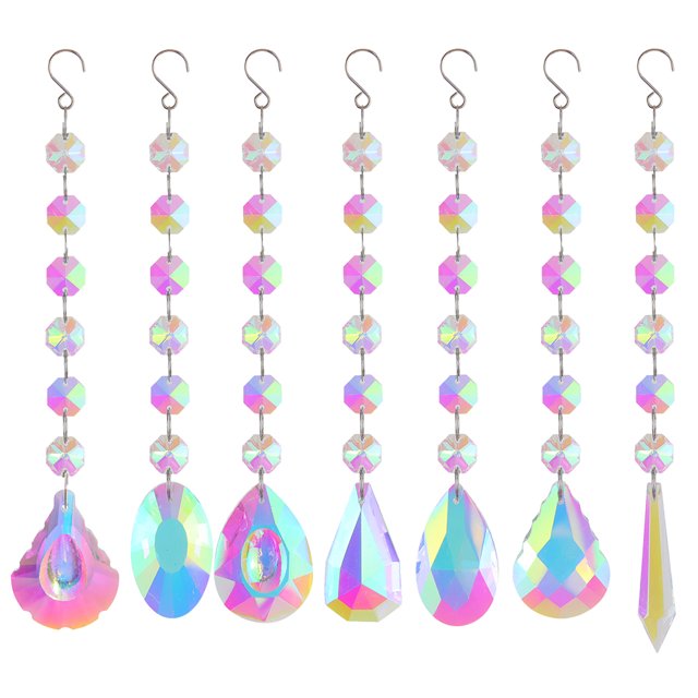 Cuentas de cristal FLhrweasw Decorativo Exquisito para Ventana Oficina en Casa 7 Piezas