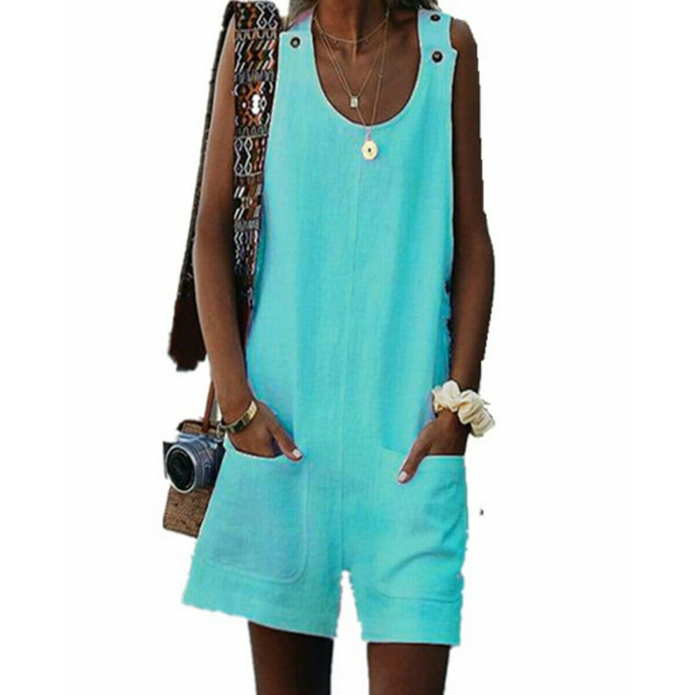 Ruewey RUEWEY Women Romper Jumper Dungarees Ladies Plus Size Short