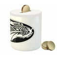 thumbnail image 3 of Celtic Piggy Bank, Astronomical Druidic of a Mythical Dragon in Round Shape Form Background, Ceramic Coin Bank Money Box for Cash Saving, 3.6" X 3.2", Black and White, by Ambesonne, 3 of 4