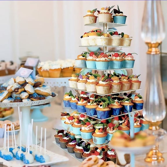 7 Tier Acrylic Cupcake Stand for 100 Desserts, Large Party Display Tower for Weddings Birthdays