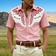 thumbnail image 2 of CONZONE Mens Buttons Down Shirts Short Sleeve Shirts for Men Trendy Western Cowboy Graphic Lapel Soft Lightweight Tops, 2 of 4