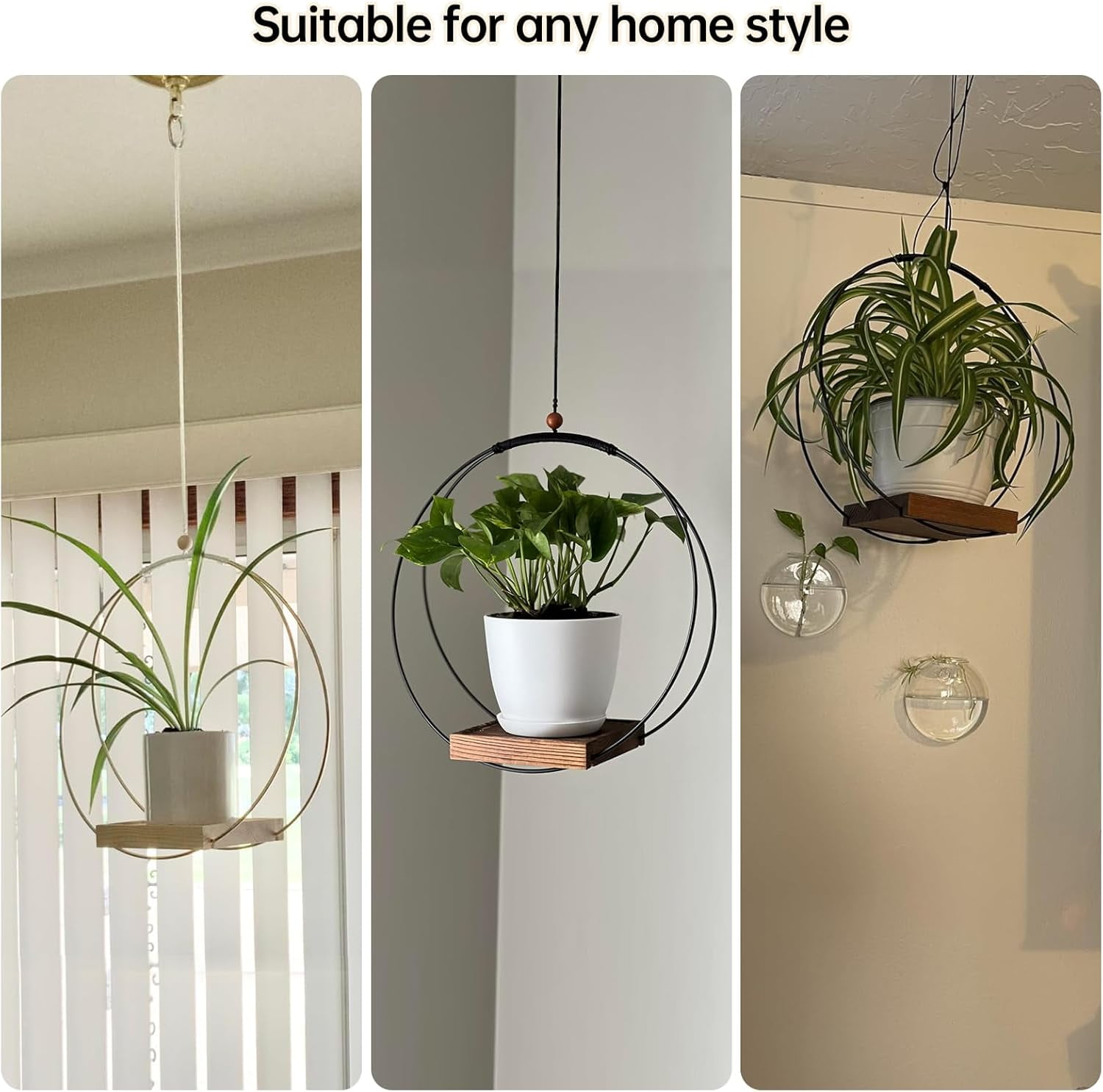 Hanging Planter for Indoor Plants - Outdoor Plant Hanger, Mid Century Metal Plant Hanger, Indoor Conner Ceiling, Gift for Mom, Plant Lovers, Housewarming