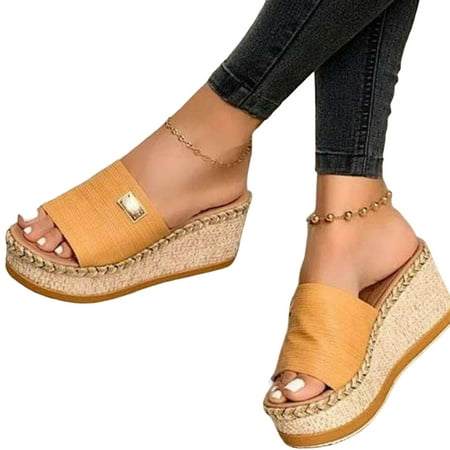 

Female s Height Flat Sandals Flip Flops Open Toe Shoes for Valentine s Day Christmas Gift Yellow 41