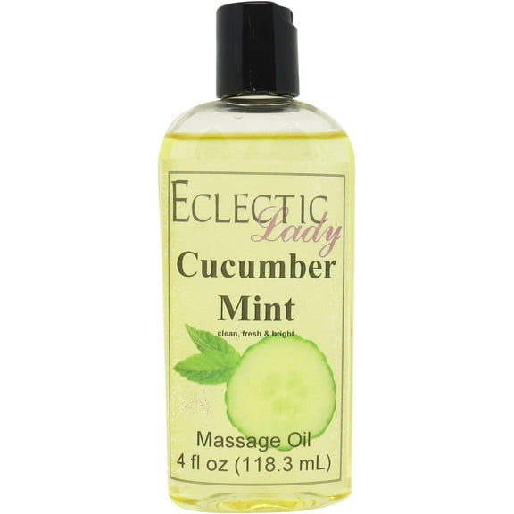 Cucumber Mint Massage Oil by Eclectic Lady, 4 oz, Sweet Almond Oil and Jojoba Oil