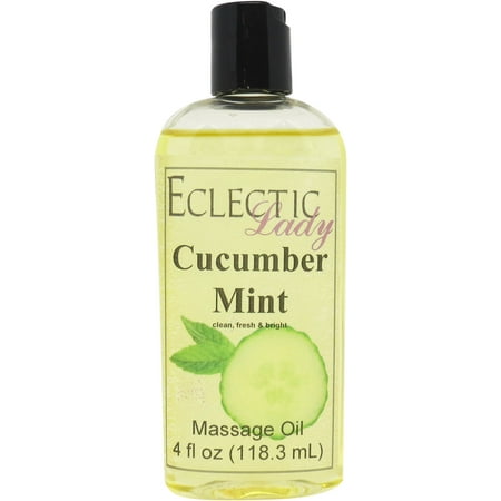 Cucumber Mint Massage Oil by Eclectic Lady, 4 oz, Sweet Almond Oil and Jojoba Oil