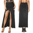 thumbnail image 6 of iiniim Women Dance Long Skirt Ankle Length Side Split Ruched Skirt with Built-in Shorts for Performance Competition B Black M, 6 of 7