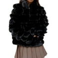 thumbnail image 2 of Chaqueta de Piel Sintética para Mujer, Abrigo Corto Abullonado de Larga, Abrigo Cálido de Invierno. Negro XXL, 2 of 9