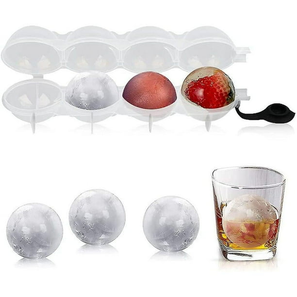 pink Molde para bolas de hielo, forma de cubito de hielo redondo grande, cubito de hielo con forma de hockey sobre hielo, creación única de bolas de hielo, para whisky, cócteles,