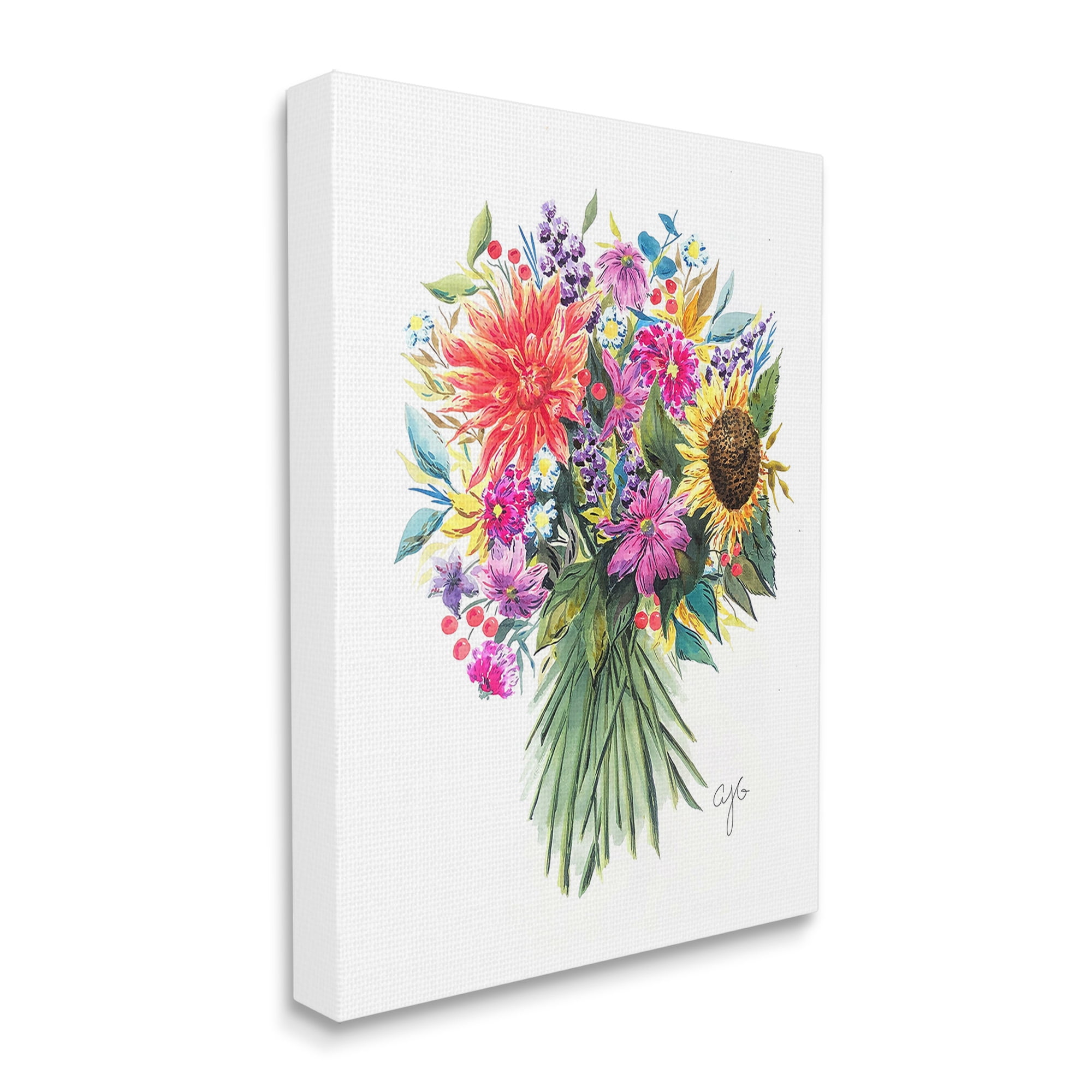 Stupell Industries Vivid Flower Bunches Botanical & Floral Painting Gallery Wrapped Canvas Art Print Wall Art, 16 x 20