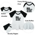 thumbnail image 2 of Milk Because I'm Too Young For Coffee Funny Dresses For Baby, Newborn Babies Skirts, Infant Princess Dress, 0-24M Kids Graphic Clothes (Black Raglan Dresses, 18-24 Months), 2 of 5