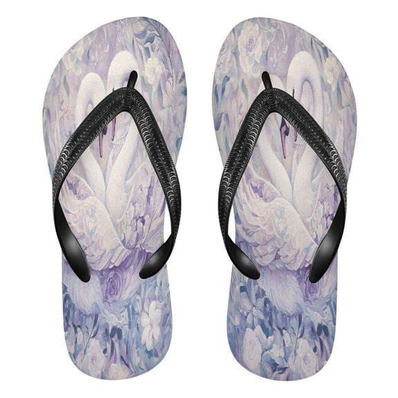 YAZAOOSummer Flip Flops Creatively Swans in Harmony Simple Beach Sandals