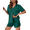 Lake Green, variant on Womens Pajama Sets Button Up Bride Pjs Set 2 Piece Soft Sleepwear Short Sleeve Lounge Sets with Shorts