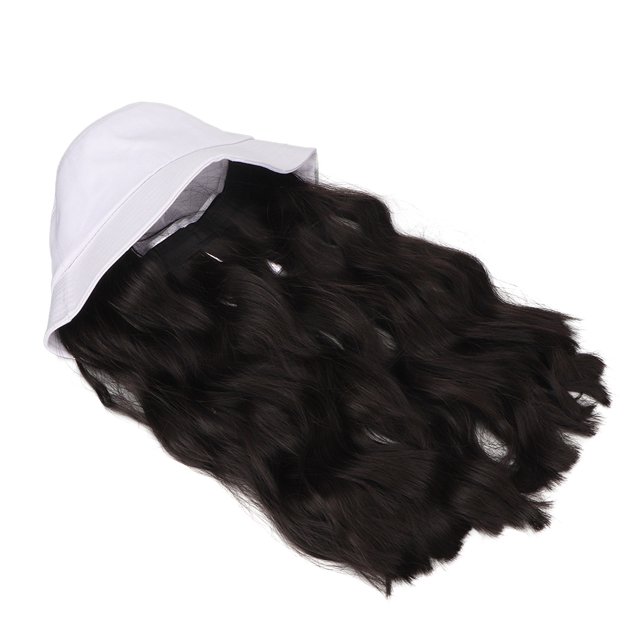 Peluca de Sombrero Rizada ANGGREK Cabello Negro y Marrón Seda de alta temperatura