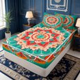 thumbnail image 2 of Erosebridal Dark Green Mandala Zipper Queen Comforter Set with Fitted Sheet and 2 Pillowcases,Colorful Ethnic Motif Zipper Bedding Set,Black Reversible,4 Pieces, 2 of 7