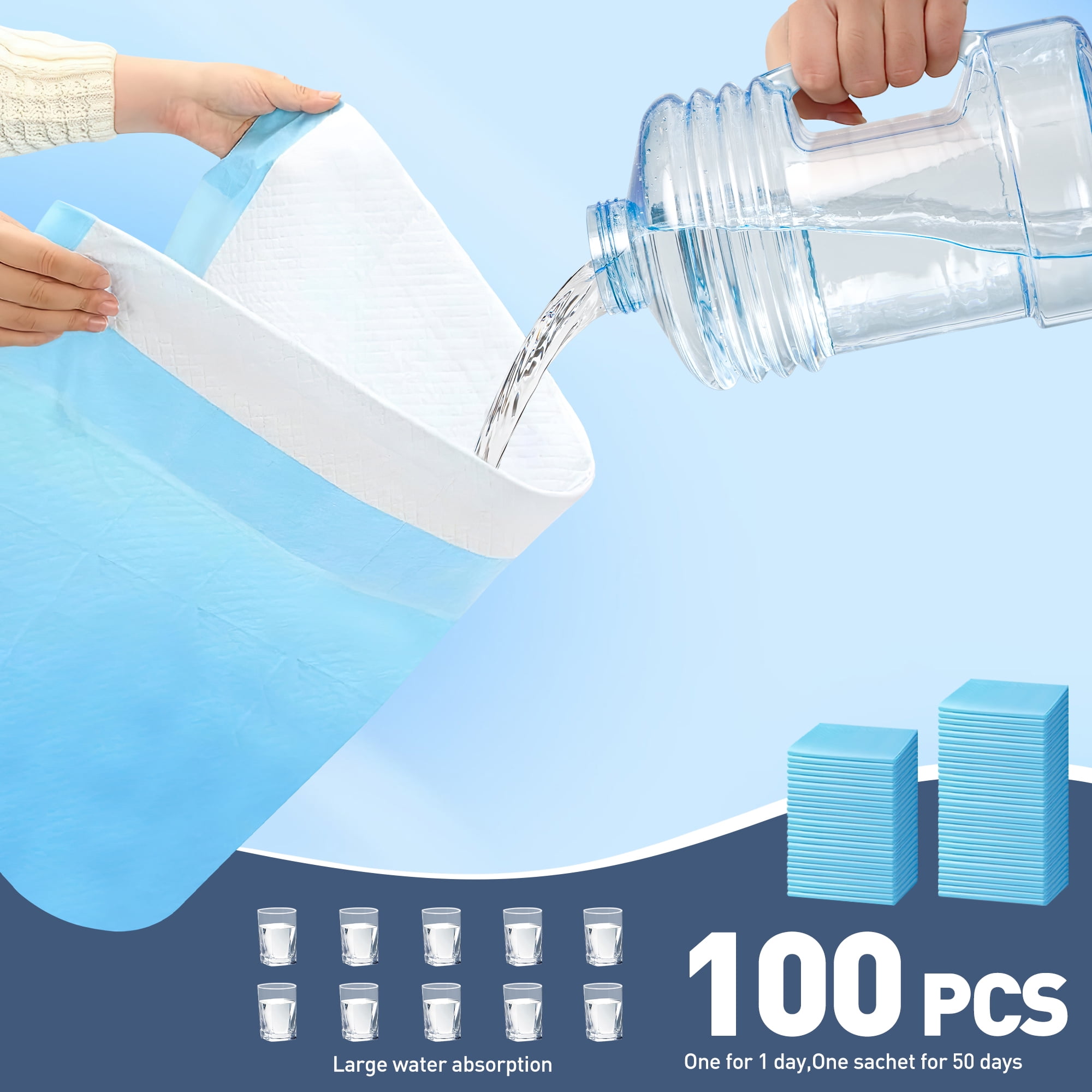 Dog Pee Pads 23"x18" , 100 Count Disposable Pads for Puppy, Baby and Adults, Quick Drying Pee Pads for Dogs, Pet Training Pads Super Absorbent Leak-Proof Cat Pee Pads