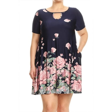 Women's Plus Size Short Sleeve Printed Dress