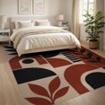 thumbnail image 3 of ODIKA 8'x10' Washable Area Rug Black Terracotta Geometric Leaf Design Modern Abstract Shapes with Motif for Living Room, Under Sectional, Family , Durable, Non-Slip, 3 of 7