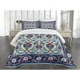 thumbnail image 3 of Ambesonne Turkish Pattern Quilted Bedspread Set 3 Pcs, Tulips Daisies, King Size, Multicolor, 3 of 5