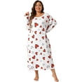 thumbnail image 3 of DARING DIVA Women's Plus Size Floral Long Sleeve Casual Nightgowns 1X White, 3 of 6